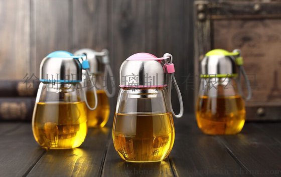 创意玻璃杯便携可爱学生水杯女随手杯韩国企鹅杯带盖茶杯过滤杯子