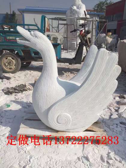 厂家直销石雕喷水天鹅流水摆件 丰路雕塑