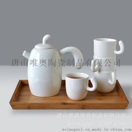 创意骨瓷纯白整套茶具 望月白茶壶茶杯下午茶礼品套装 可定制logo