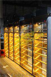 乱纹土豪金不锈钢展示红酒架红酒柜|不锈钢恒温设备厂家