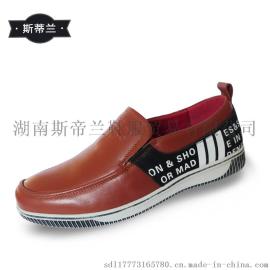 斯帝兰头层牛皮休闲懒人男皮鞋
