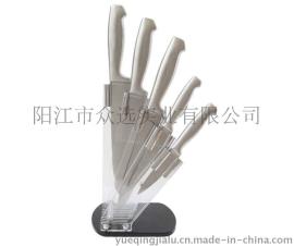 扇形亚克力刀座 物美价优 KH0009 优质不锈钢 空心柄  厨房套刀7件套  厨房用具