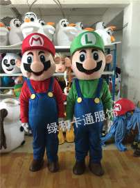 绿和卡通马里奥超级玛丽兄弟卡通人偶服装行走人偶服饰卡通表演外贸代发