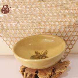 长沙窑褐绿釉下多彩手绘仿古功夫茶碗古朴茶杯大师纯手工定