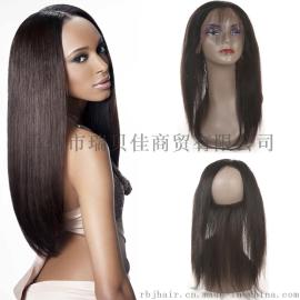 直条360真人发块 全蕾丝发块前头配件 22x4x2inch 外贸欧美巴西真人发