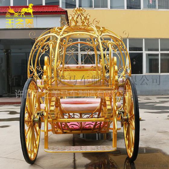 新品土豪金公主南瓜马车客户定制颜色婚礼花车新娘入场马车