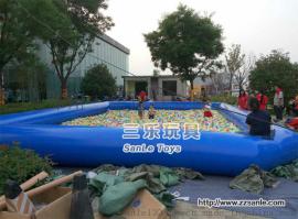 三乐厂家生产的充气水池采用一等PVC布料定制的