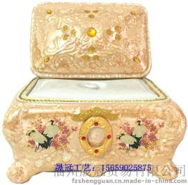 高档双盖陶瓷骨灰盒 桔红仙鹤骨灰罐 骨灰坛 棺材 丧葬殡仪用品