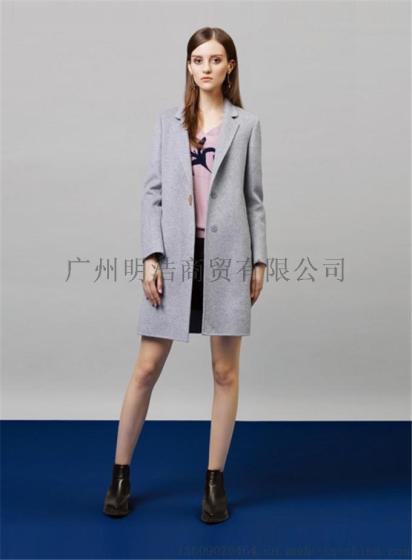 新款优质高端双面昵大衣服装品牌女装折扣批发找广州明浩