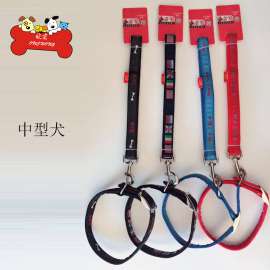 欧宠牛仔脖套成套牵引带