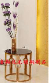 时尚玫瑰金不锈钢圆几角几小茶几简约现代沙发边几电话几
