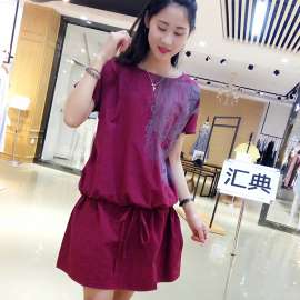 本真 棉麻风格连衣裙批发 专柜精品折扣女装走份