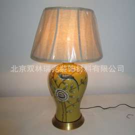 欧式陶瓷手工彩绘台灯客厅书房卧室装饰陶瓷灯奢华复古台灯销售