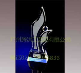 广州水晶工艺礼品订做 最佳忠诚奖杯包刻字包礼盒加LOGO