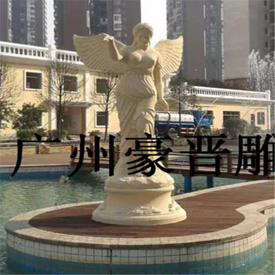 房地产小区欧式砂岩水景天使雕塑摆设定做厂家