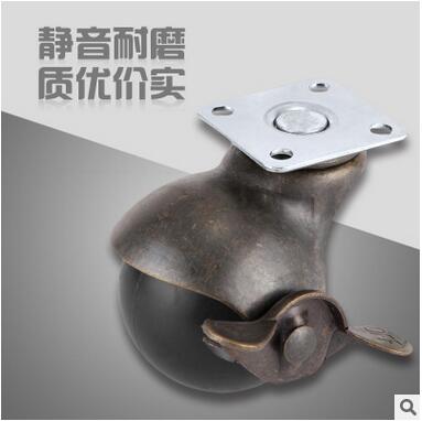 厂家供应地球轮子 1.5寸平板带刹车青古铜地球轮 沙发脚轮厂家具万向脚轮子CC-2204