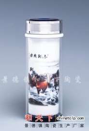 双层陶瓷保温杯 水晶办公室 随手男女士养生杯礼品