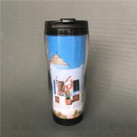 热销隔热杯星巴克杯子 星巴克咖啡杯 双层塑料杯 定制卡纸广告杯