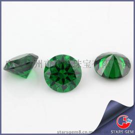 八心八箭锆石裸石 圆形绿色人造锆石 现货供应