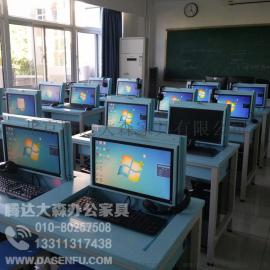 液晶屏翻转电脑桌 电教室培训桌多媒体升降电脑桌