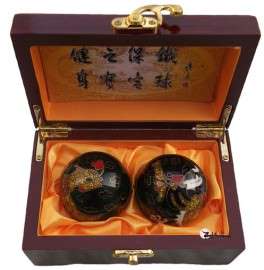 50mm黑色龙凤呈祥景泰蓝健身球