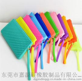 豆豆硅胶女士钱包 糖果色硅胶手袋