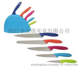色彩绚丽 实用厨房用品 KP0104 优质不锈钢 PP柄  厨房套刀6件套  厨房用具