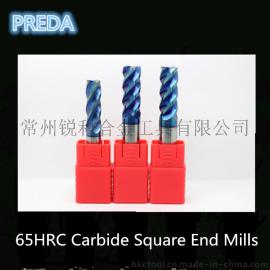 CNC硬质合金钨钢HRC70度 纳米蓝色涂层 4刃加工热处理料高速铣刀