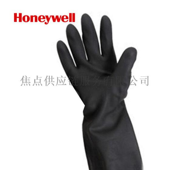 正品保障 霍尼韦尔 加长版氯丁橡胶防化手套 黑色 2095025 9寸