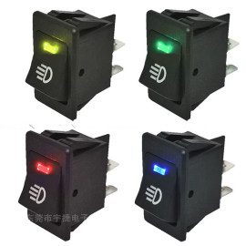 厂家直销汽车雾灯开关 汽车船型开关 蓝色雾灯开关 4脚 12V 35A