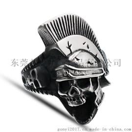 速卖通热卖 个性复古不锈钢半面鬼头戒指 欧美另类夸张骷髅头男士戒指