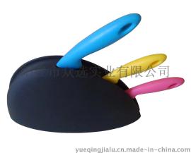 彩色手柄 黑色PP刀座  KP0087  优质不锈钢 PP柄  厨房套刀4件套  厨房用具