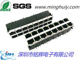 RJ45带变压器插座2X8百兆无灯