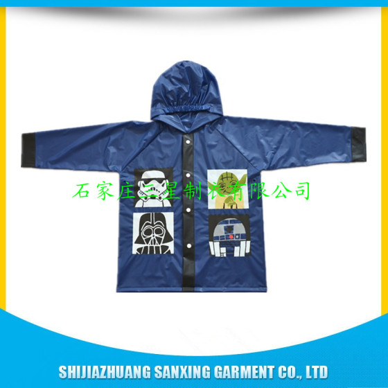 儿童印刷雨衣，环保PVC儿童雨衣