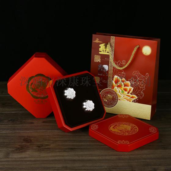 上海企业礼品定做方案纯银月饼logo免费设计打样