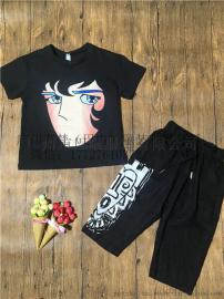 品牌童装库存夏款英伦全棉印花短袖t桖批发处理
