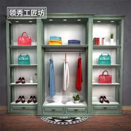 复古包包男女鞋服装童装店家纺高柜流水台橱窗靠墙展示中岛柜组合