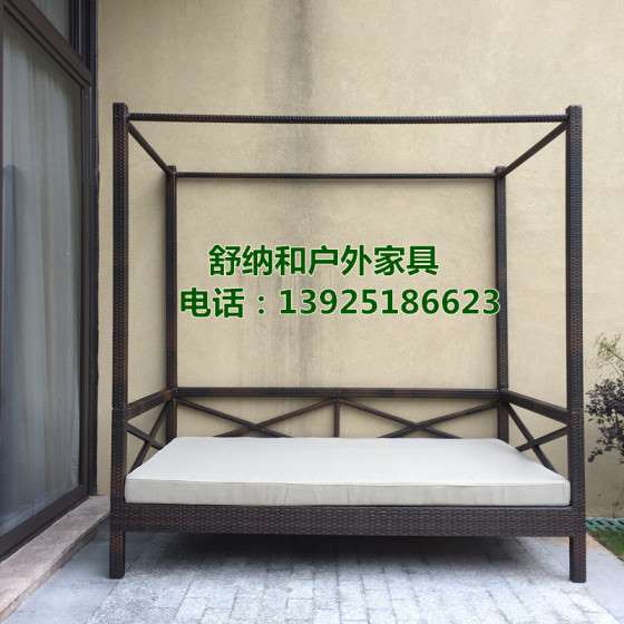 舒纳和专业定制PE编藤躺床双人沙滩椅