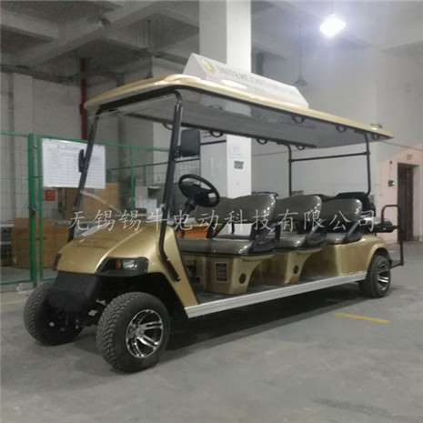 直供8座金色高尔夫款电动看房车售价，校园景区游览观光电瓶车厂家