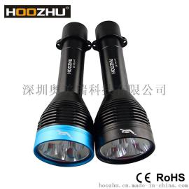 2017最新HOOZHU鸿珠 D30 强光潜水手电 3000流明潜水灯 防水100米潜水强光手电筒