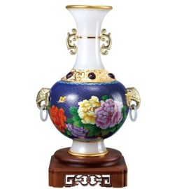 北京景泰蓝镶玉吉祥如意花瓶