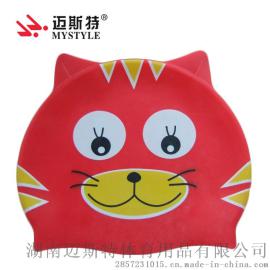 2016年新各种卡通猫形款游泳帽 儿童喜爱高档硅胶泳帽 专业生产批发