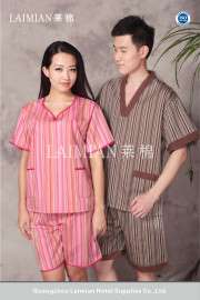 莱棉供应全棉 丝绵桑拿服 汗蒸服 酒店水疗服装 条纹色织 厂家直销