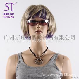 广州斯瑞泰模特假发厂家直销 高端商场橱窗模特展示短发假发 欧洲高档定制