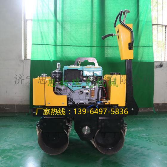 液压自带转向小型压路机 手扶双辊压道机自带振动
