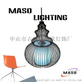 铁艺鸟笼葫芦吊灯创意个性吧台酒店灯具LED美式乡村服装店餐厅吊灯MS-P4014B