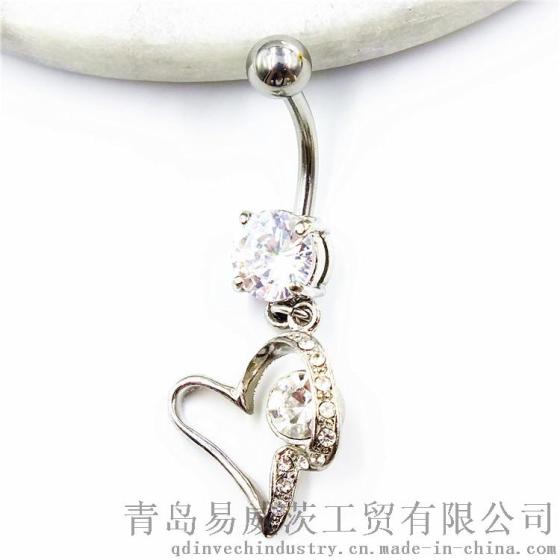 心形不锈钢肚脐环 厂家直销人体穿刺饰品