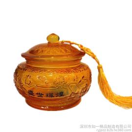 盛世辉煌茶叶罐 高档琉璃精品摆件 创意商务开业乔迁家居礼物