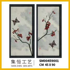 集恒实物画立体画手工画水墨中式高级会所样板房必备星级酒店挂画SM00459001