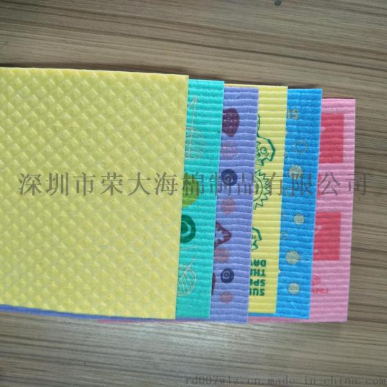 工厂直销 20x18cm 彩色 100%木浆纤维素海绵木浆棉木浆绵抹布